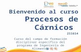 Bienvenido al curso Procesos de Cárnicos 211614 Curso del campo de formación disciplinar específico del programa de Ingeniería de Alimentos.