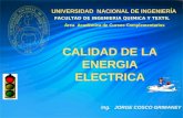 UNIVERSIDAD NACIONAL DE INGENIERÍA CALIDAD DE LA ENERGIA ELECTRICA CALIDAD DE LA ENERGIA ELECTRICA Ing. JORGE COSCO GRIMANEY Área Académica de Cursos.
