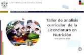 Taller de análisis curricular de la Licenciatura en Nutrición 8 de julio de 2015.