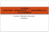 Licda. Wendy Aronne CURLA CLASE: GESTION AMBIENTAL Y DESARROLLO SOSTENIBLE.