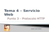 Punto 3 – Protocolo HTTP Juan Luis Cano. Hypertext Transfer Protocol o HTTP (en español protocolo de transferencia de hipertexto) es el protocolo usado.