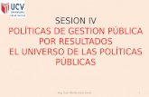 SESION IV POLÍTICAS DE GESTION PÚBLICA POR RESULTADOS EL UNIVERSO DE LAS POLÍTICAS PÚBLICAS Mag. Oscar Nicolás Linares García1.