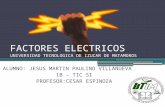 FACTORES ELECTRICOS UNIVERSIDAD TECNOLOGICA DE IZUCAR DE MATAMOROS ALUMNO: JESUS MARTIN PAULINO VILLANUEVA 1B – TIC SI PROFESOR:CESAR ESPINOZA.
