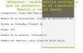 “Webquest: problemática ecológica que se presenta en mi comunidad, México y en el mundo”. Integrantes: Diego Abel Nájera Barrón Nombre de la institución:
