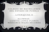 COLEGIO DE BACHILLERES DEL ESTADO DE PUEBLA LITERATURA II ALUMNAS: LIZETTE LÓPEZ FLORES MARICRUZ ROJAS BECERRA 4° E T.V.