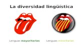 La diversidad lingüística Lenguas mayoritarias Lenguas minoritarias.