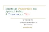 Epístolas Pastorales del Apóstol Pablo A Timoteo y a Tito Síntesis del Nuevo Testamento Arturo Pérez .