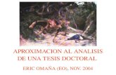 APROXIMACION AL ANALISIS DE UNA TESIS DOCTORAL ERIC OMAÑA (EO), NOV. 2004.