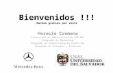 Horacio Cremona Licenciado en Administración (RR.HH) Posgrado en Marketing Posgrado en Gerenciamiento Comercial Posgrado en Economía y Finanzas Bienvenidos.