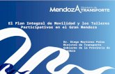 El Plan Integral de Movilidad y los Talleres Participativos en el Gran Mendoza Dr. Diego Martínez Palau Ministro de Transporte Gobierno de la Provincia.