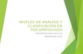 NIVELES DE ANÁLISIS Y CLASIFICACIÓN EN PSICOPATOLOGÍA PSICOPATOLOGÍA ADULTO PRIMAVERA 2015.