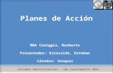 Sistemas Administrativos – 2do Cuatrimestre 2013 Planes de Acción MBA Caniggia, Norberto Presentador: Errecalde, Esteban Cátedra: Vazquez.