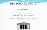 DERECHO CIVIL I PERSONAS Clase II DERECHOS DE LA PERSONA Profesor: Abog. Edwin Mendoza Ramirez.