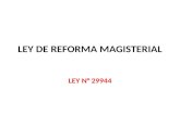 LEY DE REFORMA MAGISTERIAL LEY N° 29944. Artículo 1º.- Objeto y alcances de la Ley La presente Ley tiene por objeto normar las relaciones entre el Estado.