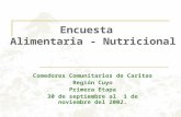 Comedores Comunitarios de Caritas Región Cuyo Primera Etapa 30 de septiembre al 1 de noviembre del 2002. Encuesta Alimentaria - Nutricional.