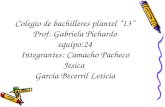 Colegio de bachilleres plantel “13” Prof. Gabriela Pichardo equipo:24 Integrantes: Camacho Pacheco Jesica García Becerril Leticia.