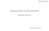 SUBDIRECCIÓN DE IMPLANTACIÓN Procesos del área Diciembre, 2012.