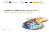 Talleres de descubrimiento emprendedor Fichas descriptivas de oportunidades Septiembre 2013.