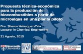 Propuesta técnica-económica para la producción de biocombustibles a partir de microalgas en una planta piloto Dra. Sharon Velasquez-Orta Lecturer in Chemical.