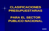 CLASIFICACIONES PRESUPUESTARIAS PARA EL SECTOR PUBLICO NACIONAL.