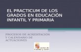 EL PRACTICUM DE LOS GRADOS EN EDUCACIÓN INFANTIL Y PRIMARIA PROCESOS DE ACREDITACIÓN Y CALENDARIO DE ACTUACIONES.