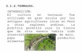 3.1.2.TERRAZAS. INTRODUCCIÓN. El cultivo en terrazas fue utilizado en gran escala por los antiguos agricultores incas en Perú y otras regiones andinas.