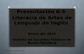 Presentación K-5 Literacia de Artes de Lenguaje de Inglés Otoño del 2015 Distrito de Escuelas Públicas de North Plainfield 1 (c) Fall 2015 HB and staff.