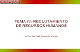1 TEMA IV: RECLUTAMIENTO DE RECURSOS HUMANOS MTRA. DELFINA SÁNCHEZ VALLE.