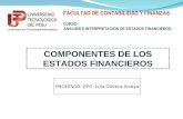 FACULTAD DE CONTABILIDAD Y  FINANZAS CURSO : ANALISIS E INTERPRETACION DE ESTADOS FINANCIEROS