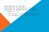 UNIVERSIDAD DE NARIÑO FACULTAD DE CIENCIAS DE LA SALUD PROGRAMA DE PROMOCION DE LA SALUD