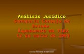 Análisis Jurídico S entencia Consejo de Estado Expediente No 7102  13 de marzo de 2003