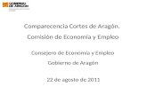 Comparecencia Cortes de Aragón.  Comisión de Economía y Empleo