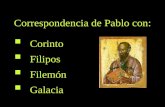 Correspondencia de Pablo con:    Corinto    Filipos    Filemón    Galacia