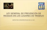 LEY GENERAL DE PREVENCIÓN DE RIESGOS EN LOS LUGARES DE TRABAJO Aspectos Fundamentales de la ley.
