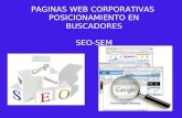 PAGINAS WEB CORPORATIVAS  POSICIONAMIENTO EN BUSCADORES SEO-SEM