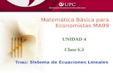 UNIDAD 4                      Clase 6.3 Tema:  Sistema de Ecuaciones Lineales