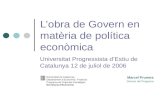 L’obra de Govern en matèria de política econòmica