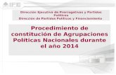 Procedimiento de constitución de Agrupaciones Políticas Nacionales durante el año 2014