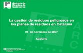 La gestión de residuos peligrosos en los planes de residuos en Cataluña