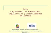 Foro Ley General de Educación: Implicancias y posibilidades de acción