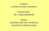 CURSO: LEGISLACIÓN LABORAL PROFESOR:  DR. JOSE MONROE TEMA: CONTRATOS DE TRABAJO