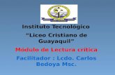 Instituto Tecnológico  “Liceo  Cristiano de  Guayaquil” Módulo de  Lectura crítica