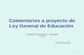 Comentarios a proyecto de Ley General de Educación