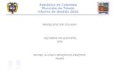 República de Colombia Municipio de Toledo Informe de Gestión 2010