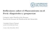 Reflexiones sobre el Planeamiento en el Perú: diagnóstico y propuestas