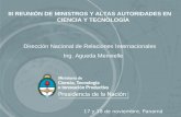 III REUNIÓN DE MINISTROS Y ALTAS AUTORIDADES EN CIENCIA Y TECNOLOGÍA