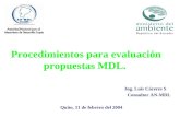 Procedimientos para evaluación propuestas MDL.