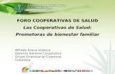 FORO COOPERATIVAS DE SALUD Las Cooperativas de Salud: Promotoras de bienestar familiar