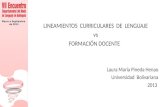 LINEAMIENTOS  CURRICULARES  DE  LENGUAJE vs FORMACIÓN DOCENTE   Laura María Pineda Henao