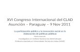 XVI Congreso Internacional del CLAD Asunción – Paraguay – 9 Nov 2011